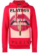 Philipp Plein Philipp Plein X Playboy Printed Crystal Hoodie - Red