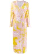 Malaika Raiss Marble Print Wrap Dress - Pink