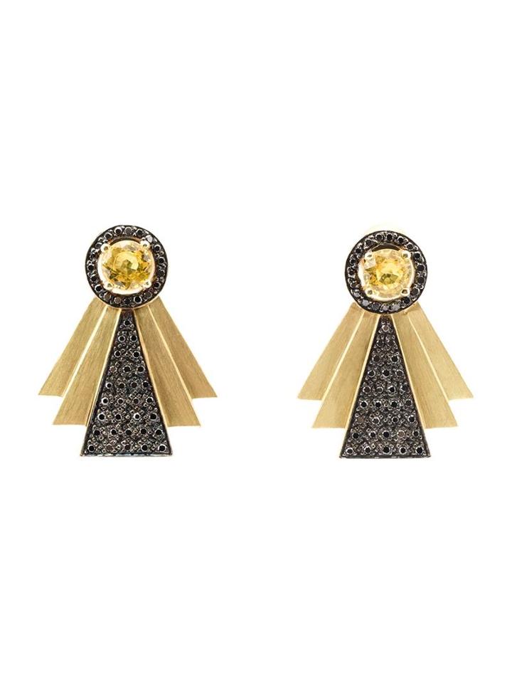 Ileana Makri Diamond Art Deco Style Earrings