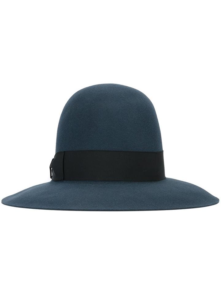 Borsalino Bow Detail Hat, Women's, Size: 58, Blue, Wool