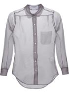 Thom Browne Sheer Shirt, Women's, Size: 46, Grey, Silk