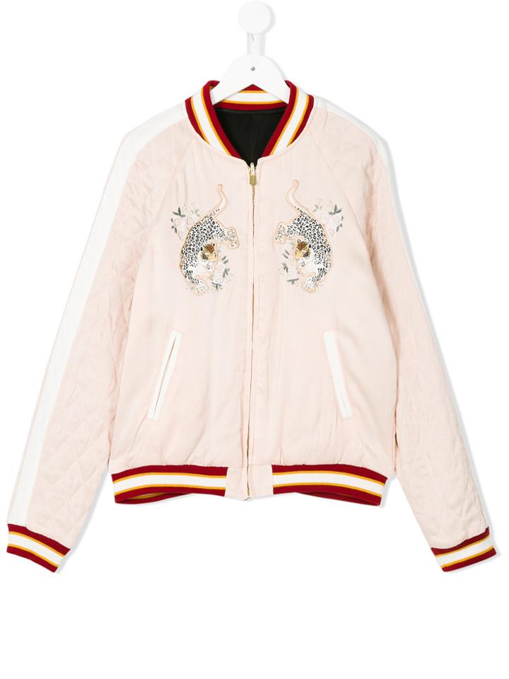 Chloé Kids Reversible Embroidered Bomber Jacket - Pink & Purple