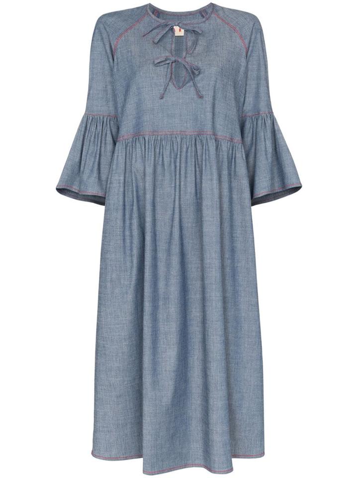 Marni Bow Front Denim Dress - Blue