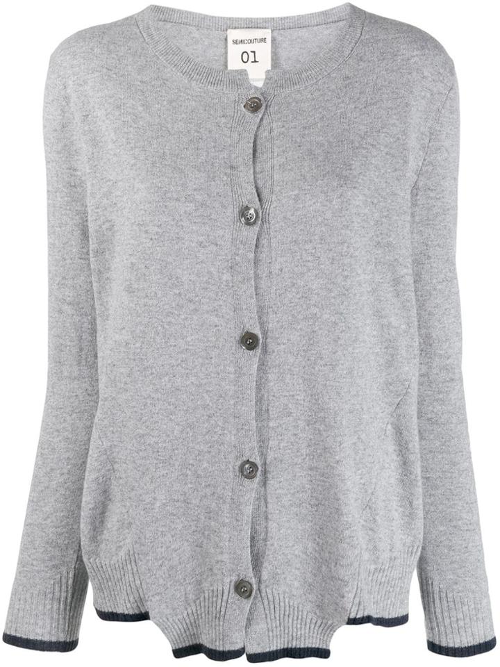 Semicouture Asymmetric Hem Cardigan - Grey