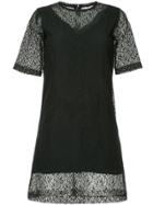 Neil Barrett Sheer Embroidered Mini Dress - Black
