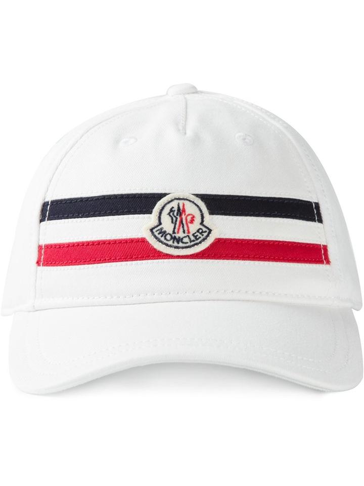 Moncler Classic Baseball Cap, Men's, White, Cotton
