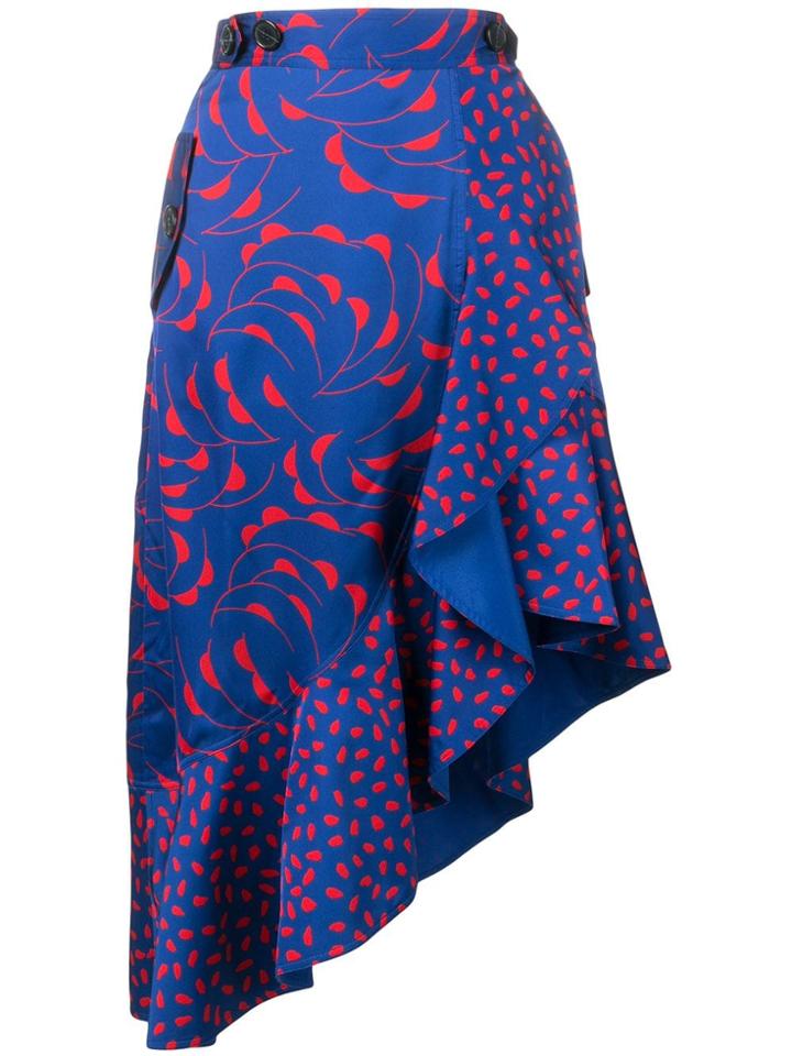 Self-portrait Patterned Asymmetric Skirt - Blue