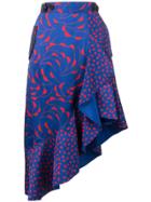 Self-portrait Patterned Asymmetric Skirt - Blue