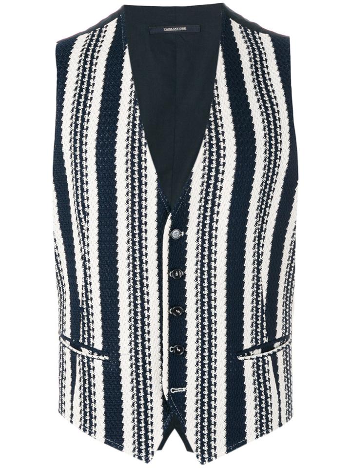 Tagliatore Striped Woven Waistcoat - Blue
