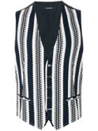 Tagliatore Striped Woven Waistcoat - Blue