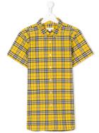 Burberry Kids Teen Check Short Sleeve Shirt - Yellow & Orange
