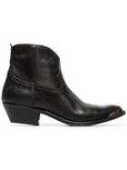 Golden Goose Young Leather Cowboy Ankle Boots - A1 Black Leather