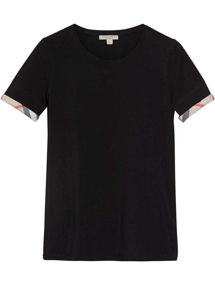 Burberry Check Cuff T-shirt - Black