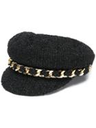 Edward Achour Paris Textured Baker Boy Hat - Black