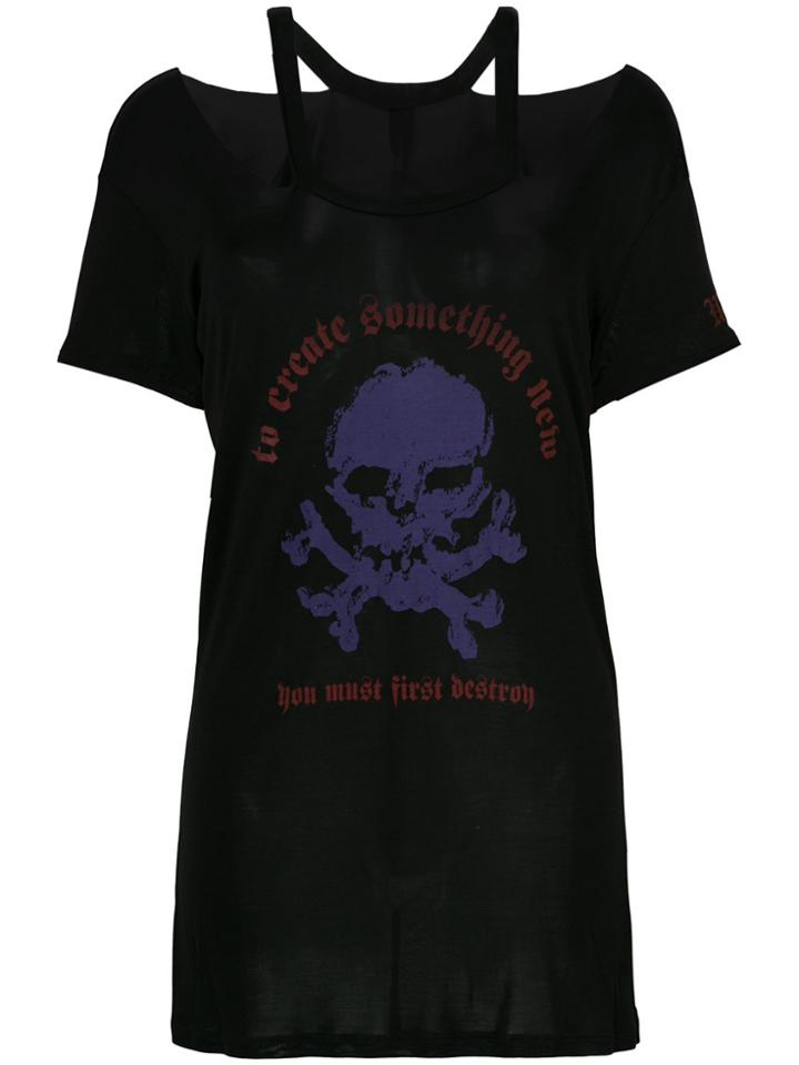 Unravel Project Cold Shoulder Logo Top - Black