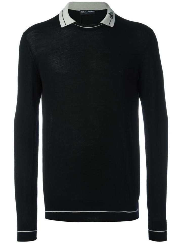 Dolce & Gabbana Crown Detail Polo Shirt, Men's, Size: 52, Black, Wool