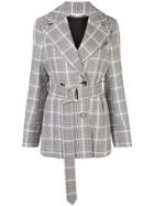 Stella Mccartney Check Belted Blazer Jacket - Grey