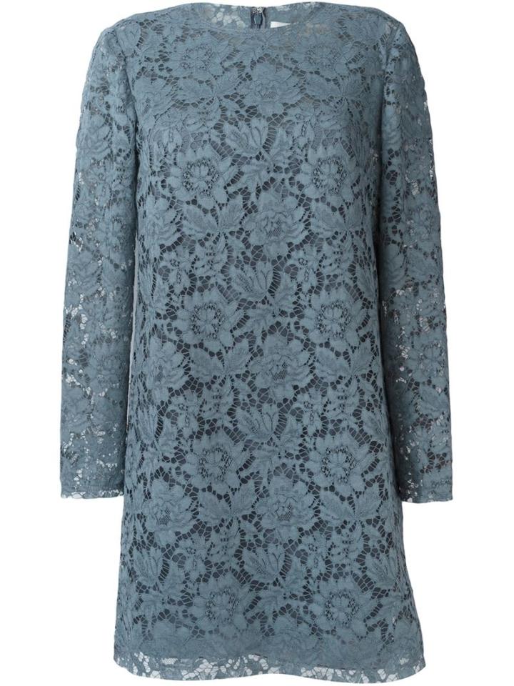 Valentino Floral Lace Dress, Women's, Size: 38, Blue, Silk/spandex/elastane/cotton/polyamide