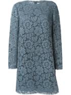 Valentino Floral Lace Dress, Women's, Size: 38, Blue, Silk/spandex/elastane/cotton/polyamide