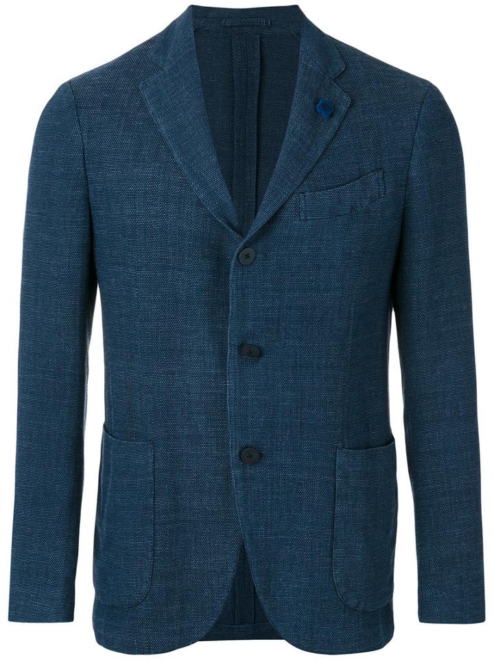 Lardini - Single Breasted Blazer - Men - Cotton/linen/flax/polyester - 54, Blue, Cotton/linen/flax/polyester