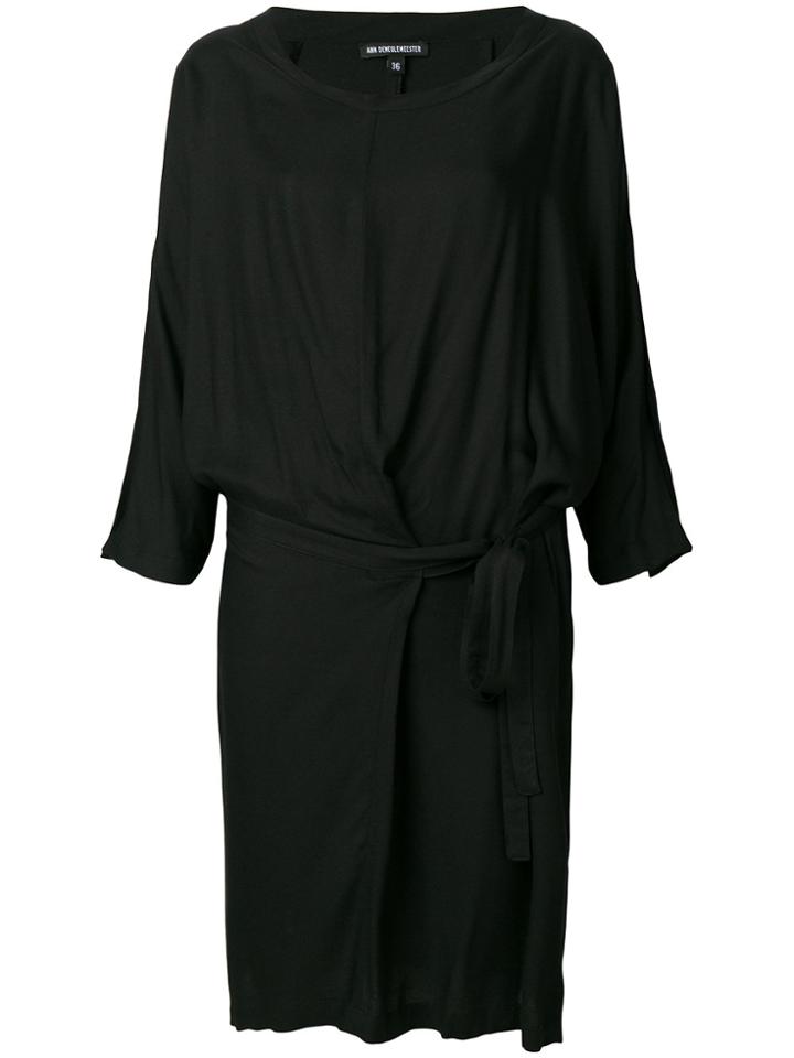 Ann Demeulemeester Loose Dress With Belt - Black