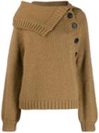 Nº21 Knitted Buttoned Sweater - Brown