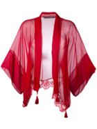 Alberta Ferretti Lace Trim Cardigan - Red