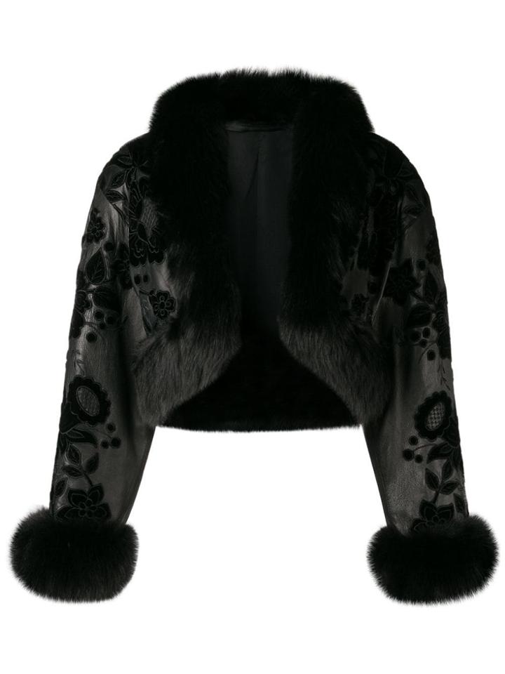 Valentino Vintage 1980's Cropped Patched Coat - Black
