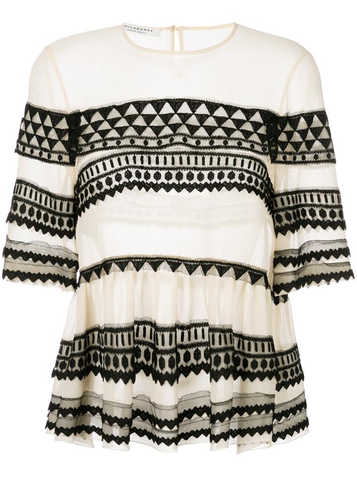 Philosophy Di Lorenzo Serafini Lace Insert Top - Nude & Neutrals
