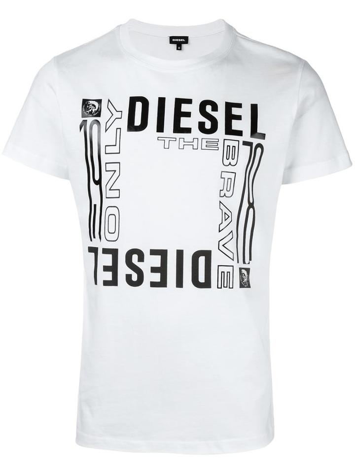 Diesel 'snt-square' T-shirt, Men's, Size: Large, White, Cotton