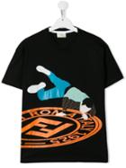 Fendi Kids Teen Breakdancing Print T-shirt - Black