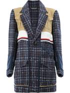 Undercover - Checked Loose Knit Jacked - Women - Silk/cotton/acrylic/wool - 1, Blue, Silk/cotton/acrylic/wool