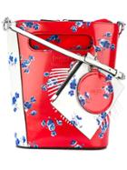 Kenzo Floral Print Panelled Shoulder Bag - Red