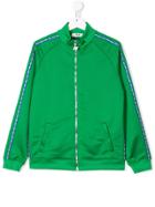 Msgm Kids Teen Logo Trim Track Jacket - Green