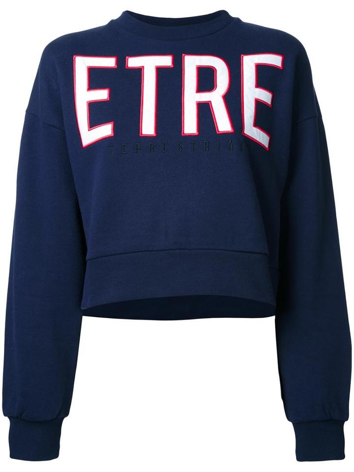Être Cécile Logo Cropped Sweatshirt, Women's, Size: Small, Blue, Cotton