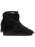 Mou Furry Ankle Boots - Black