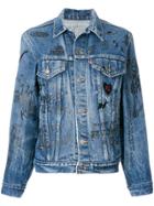 R13 Scribble Print Denim Jacket - Blue