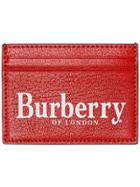Burberry Logo Print Leather Card Case - Red
