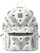 Mcm Embellished Monogram Backpack - White