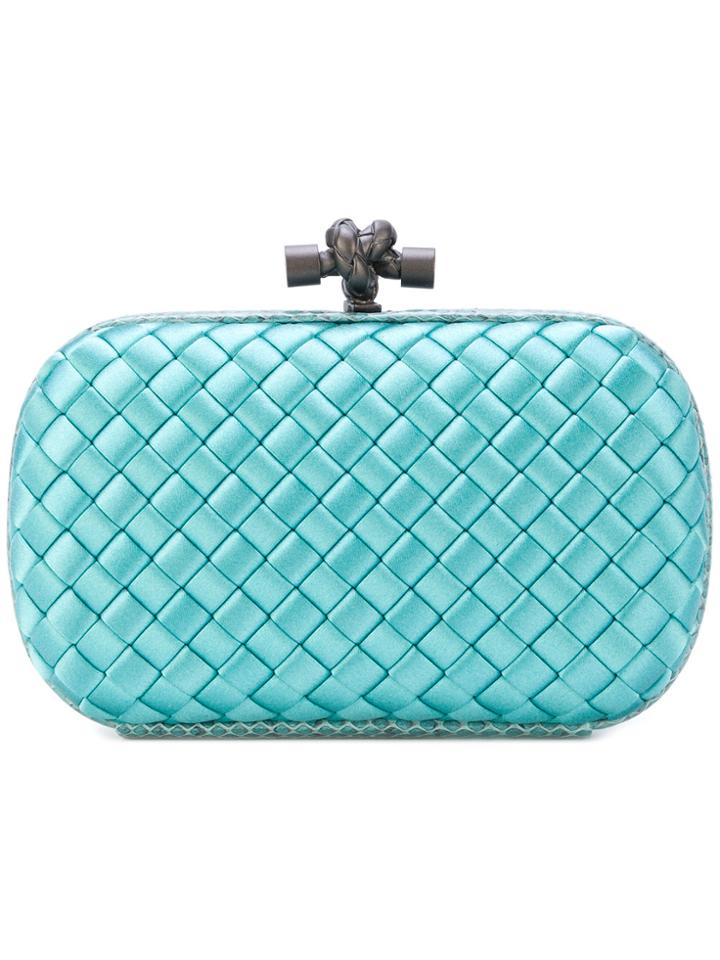 Bottega Veneta Satin Intrecciato Clutch - Blue