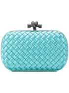 Bottega Veneta Satin Intrecciato Clutch - Blue