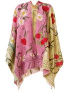 Ermanno Gallamini Flower Embroidered Cape - Pink & Purple