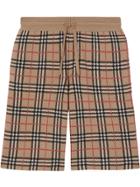 Burberry Check Merino Wool Drawcord Shorts - Brown
