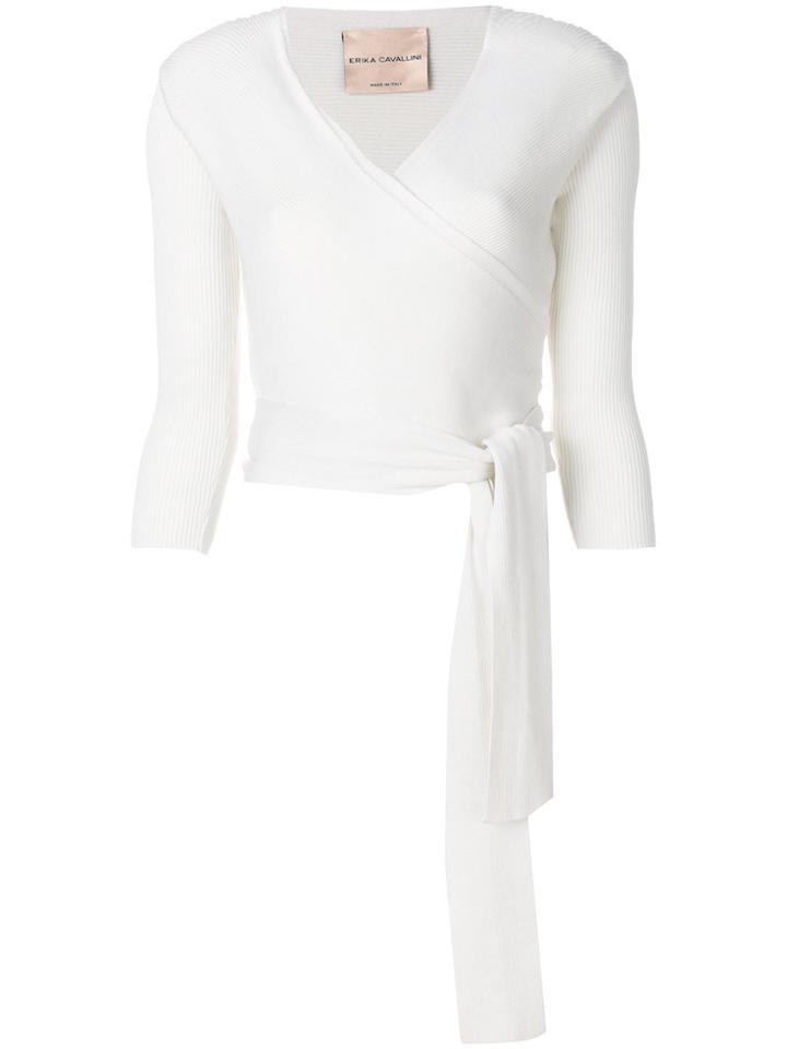 Erika Cavallini Wrap V-neck Top - White