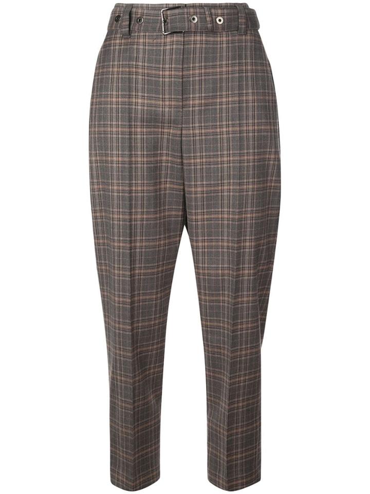 Brunello Cucinelli Tapered Check Trousers - Grey