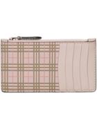 Burberry Small Scale Check And Leather Card Case - Pink & Purple