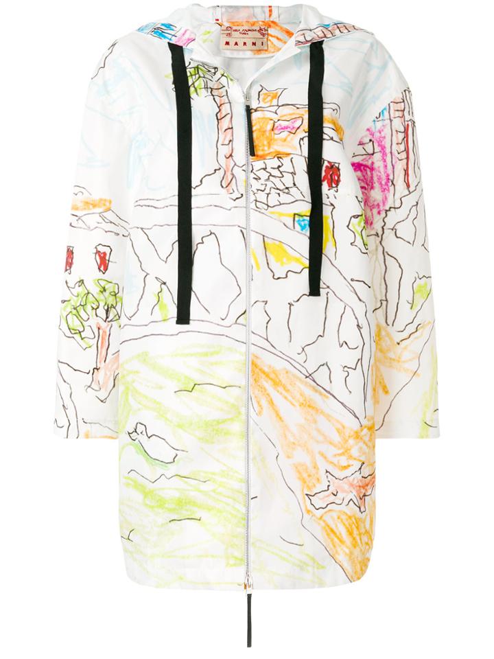 Marni Magdalena Suarez Printed Raincoat - White