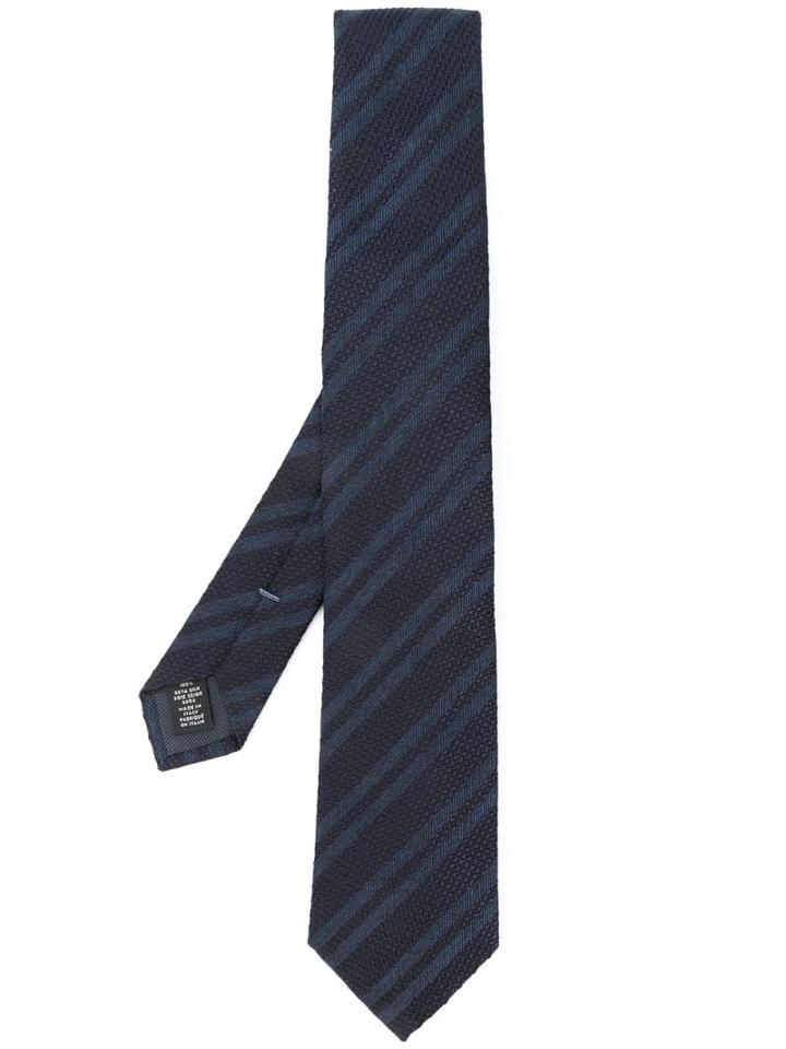 Ermenegildo Zegna Striped Woven Tie - Blue