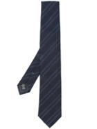 Ermenegildo Zegna Striped Woven Tie - Blue