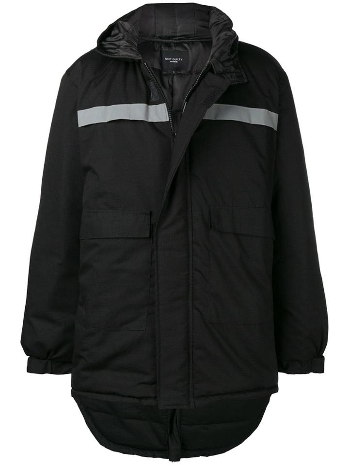 Not Guilty Homme Branded Long Parka - Black